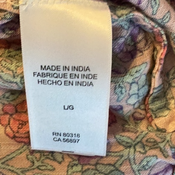 NWOT Lucky Brand Floral Boho Peasant Blouse, Size L - Picture 9 of 10